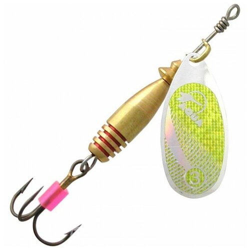 фото Блесна для рыбалки aqua colan 14,0g, лепесток № 4, цвет cl-13 (серебро, лимонник), 1 штука