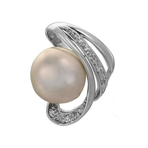 Серебряная подвеска 'Лира' с жемчугом и фианитами