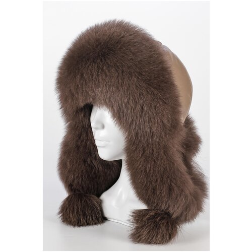 фото Шапка ушанка зимняя, с помпоном, утепленная, размер 57-58, бежевый darga hats