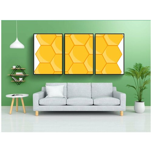 фото Набор модулных постеров для интерьера "соты, пчела, форма" 60x90 см. в тубусе, без рамки lotsprints