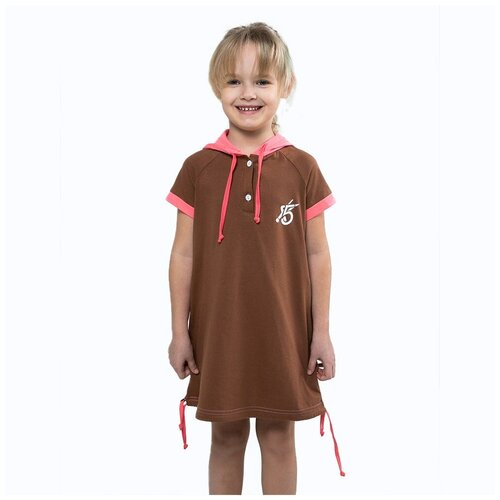 Школьное платье хлопок, размер 110, розовый, коричневый