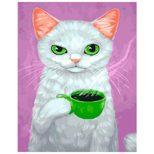 картина по номерам кошка в шляпе 40x50 см Картина по номерам Зеленоглазая кошка, 40x50 см