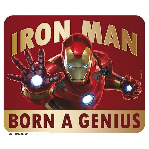 фото Коврик для мыши abystyle: железный человек рожден, чтобы быть гением (iron man born to be a genius) марвел (marvel) (abyacc366) 23,5 см для пк