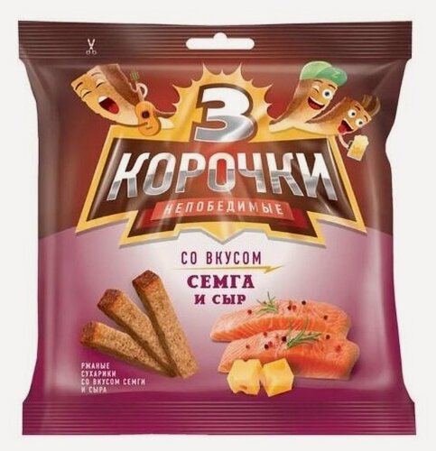 Изображение товара Сухарики 3 Корочки, Сыр/семга, 60 шт по 40 г