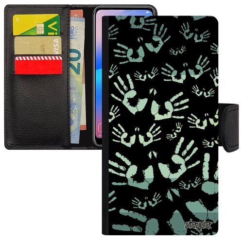 фото Красивый чехол книжка на мобильный // samsung galaxy a40 // "отпечаток ладони" palm след, utaupia, черный