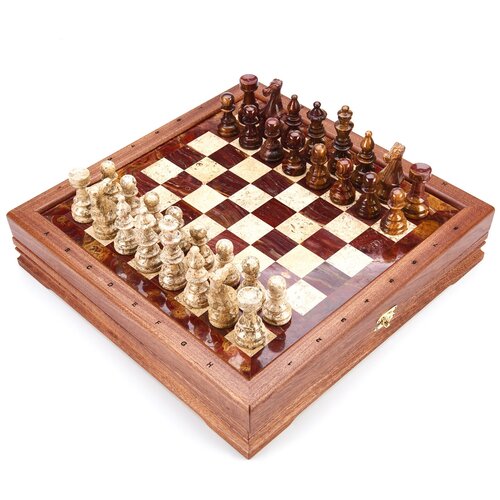 0050702/RTG-9208 Шахматы Европейские каменные 34*34см шахматы турнир красное дерево с утяжелением