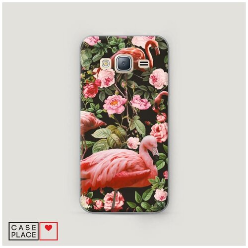 фото Чехол пластиковый samsung galaxy j3 2016 цветы и фламинго case place