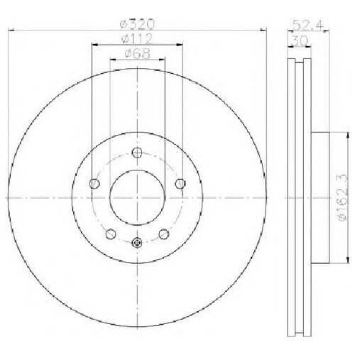 Тормозной диск передний Hella 8DD355112191