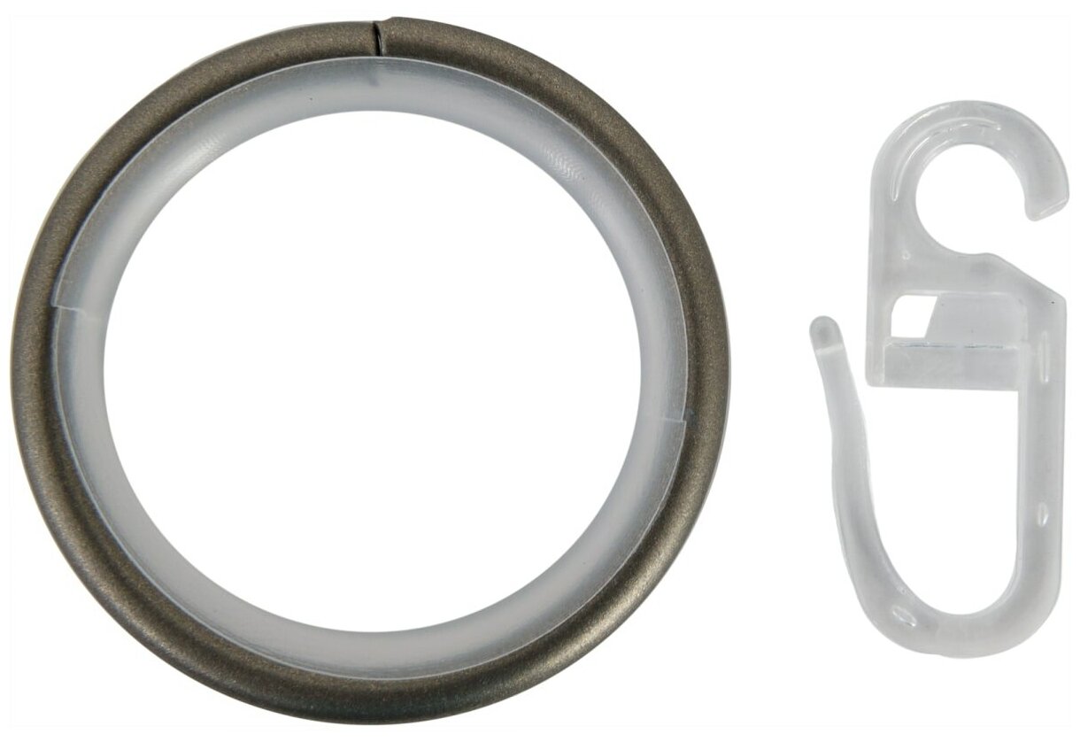 Кольцо для штор с крючком Orbis 2.8 см цвет графит 10 шт.