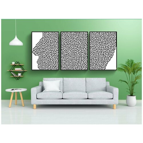 фото Набор модулных постеров для интерьера "человек, голова, лабиринт" 60x90 см. в тубусе, без рамки lotsprints