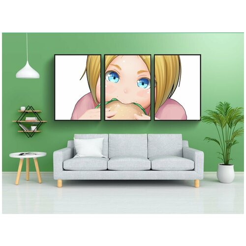 фото Набор модулных постеров для интерьера "мо, рис, ешьте" 60x90 см. в тубусе, без рамки lotsprints