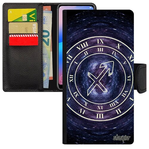 фото Ударопрочный чехол- книжка на мобильный // samsung galaxy a40 // "зодиак стрелец" созвездие планета, utaupia, синий