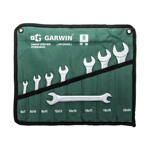 GARWIN PRO GR-ODK02 Набор ключей рожковых 8 предметов 6х7-22х24 мм garwin pro gr odk01 набор ключей рожковых 12 предметов 6х7 30х32 мм