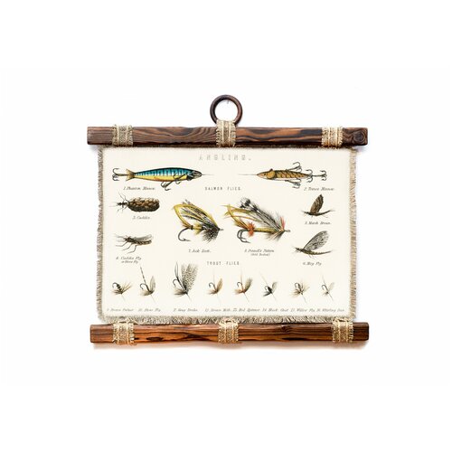 Панно Универсальный свиток / Рыболовные приманки, А4 / Декор для стен / Картина на холсте / Подарок мужчине / Подарок рыбаку/ Панно настенное