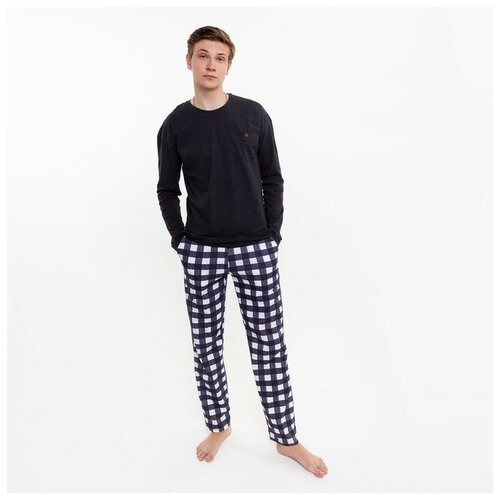 фото Брюки мужские домашние, цвет белый в клетку, размер 60 lovetex.store