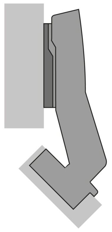 Мебельная петля для трапециевидного углового шкафа с углом корпуса 45° HETTICH SENSYS Германия с доводчиком 95° 2 шт + МП с евровинтами 2шт+заглушки - фотография № 5