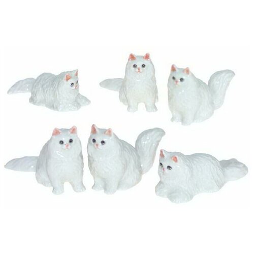 Купить Набор фарфоровых фигурок KLIMA Кошка Персидская , белая, 6шт, 4см (Франция)