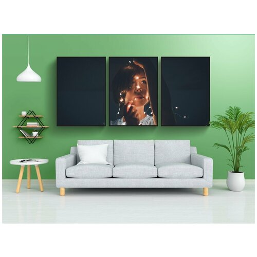 фото Набор модулных постеров для интерьера "нить, огни, темный" 60x90 см. в тубусе, без рамки lotsprints