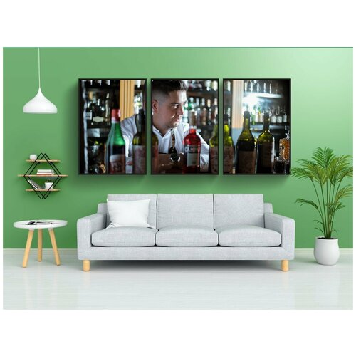 фото Набор модулных постеров для интерьера "вермут, кампари, бармен" 60x90 см. в тубусе, без рамки lotsprints