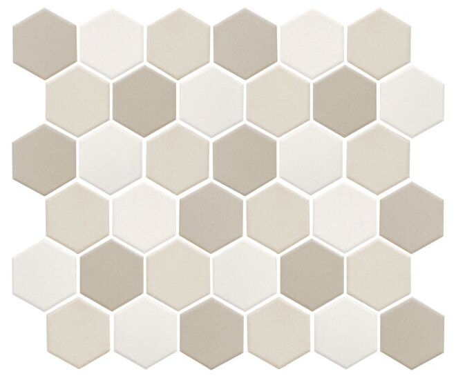 Плитка мозаика керамическая 32,5х28,2х0,6 Homework LB Mix ANTISLIP Hexagon (нескользящая), бежевая
