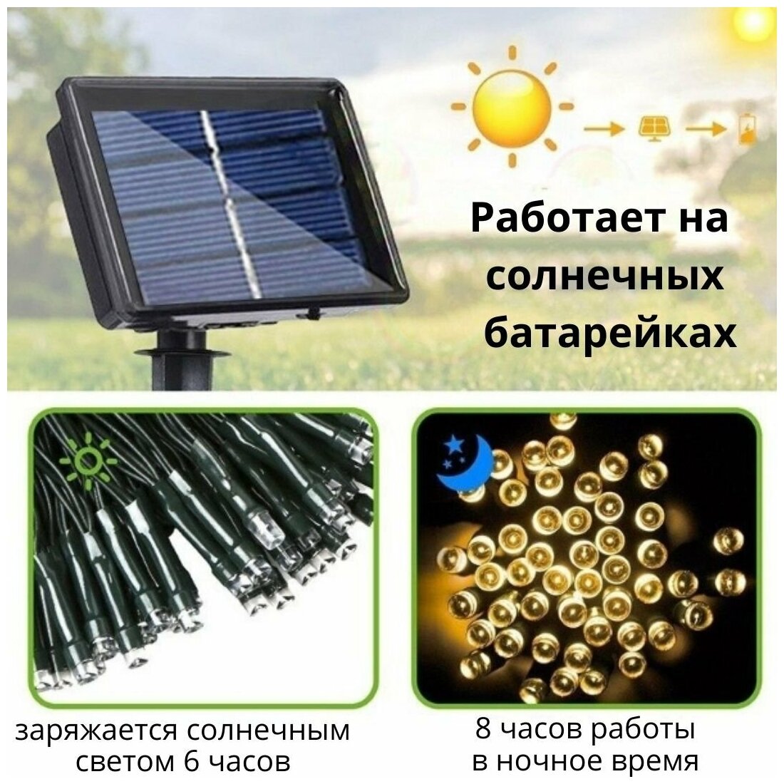 Светодиодная гирлянда на солнечной батарее "Светлячок" 20 LED MFSLC21, 2,5 метра - фотография № 3