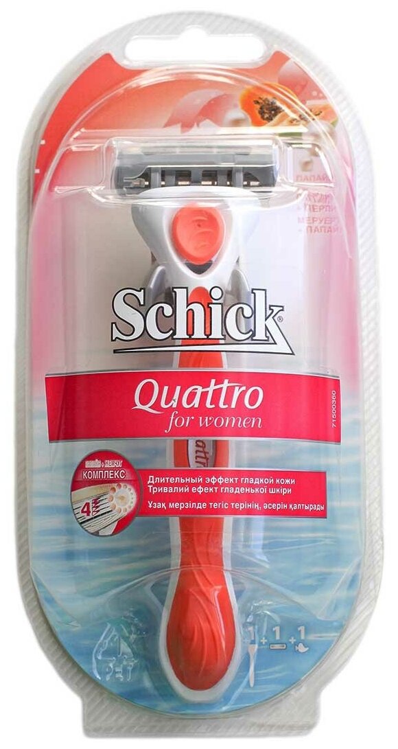 Бритвенный станок Schick Quattro for women + сменная кассета 1 шт