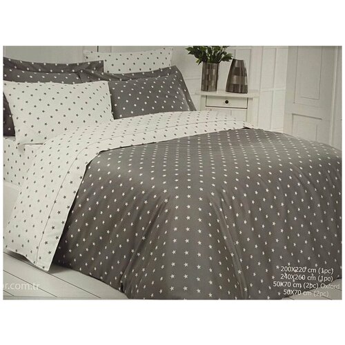 фото Постельное белье maison dor stars хлопковый сатин серый евро maison dor (турция)