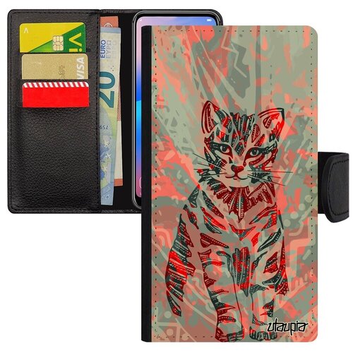 фото Качественный чехол-книжка для мобильного // xiaomi redmi note 6 pro // "кот" cat маленький, utaupia, розовый