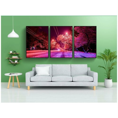 фото Набор модулных постеров для интерьера "снег, улица, зима" 60x90 см. в тубусе, без рамки lotsprints