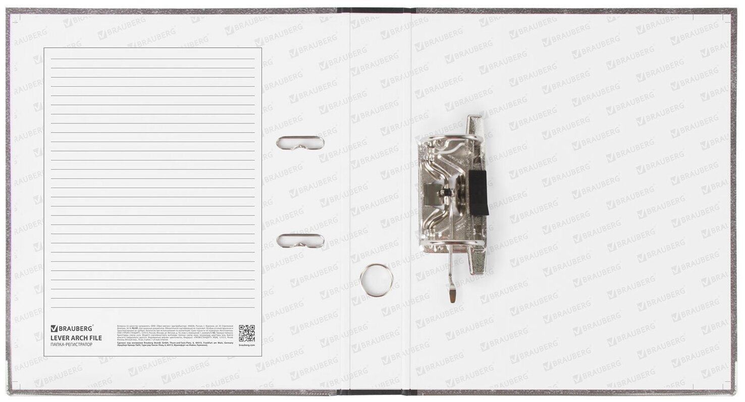 BRAUBERG Папка-регистратор А4, картон с мраморным покрытием, 50 мм, черный - фото №3
