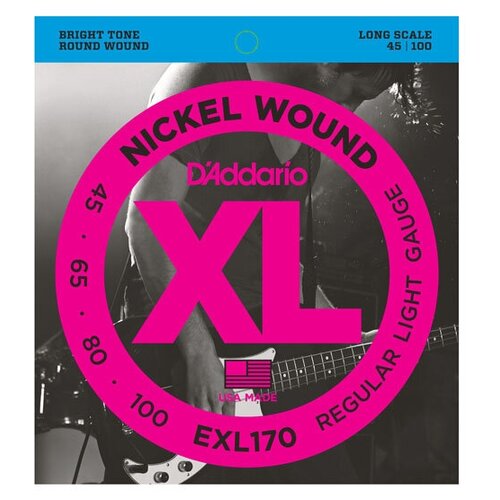 EXL170 XL NICKEL WOUND Струны для бас-гитары Long Regular Light 45-100 D`Addario струны для бас гитары d addario exl170