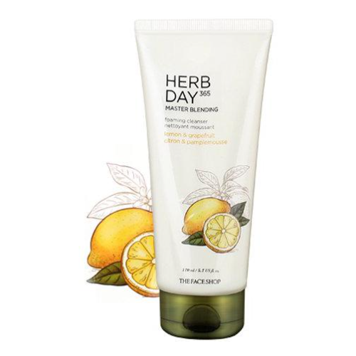 Пенка для умывания с экстрактом лимона и грейпфрута THE FACE SHOP Herb Day 365 Master Blending Facial Foaming Cleanser LEMON & GRAPEFRUIT 170ml