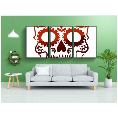 фото Набор модулных постеров для интерьера "череп, сахарный череп, мексиканец" 60x90 см. в тубусе, без рамки lotsprints