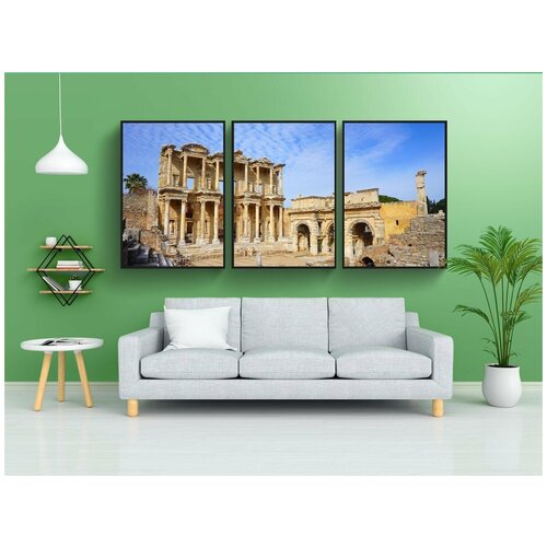 фото Набор модулных постеров для интерьера "библиотека целиса, орен, ephesus" 60x90 см. в тубусе, без рамки lotsprints