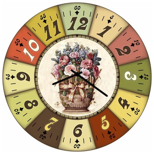 фото Svs настенные часы svs 4002327 ваза с цветами в яркой рамке