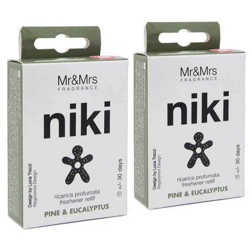 Mr&Mrs Fragrance, Сменный блок ароматизатора для автомобиля NIKI Pine & Eucalyptus (Сосна и Эвкалипт)-2шт.