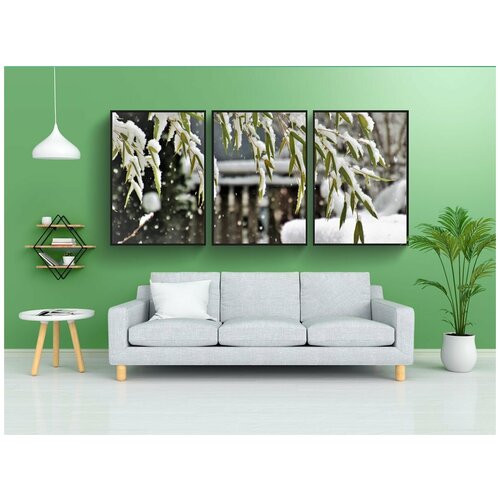 фото Набор модулных постеров для интерьера "зима, снега, снежинка" 60x90 см. в тубусе, без рамки lotsprints