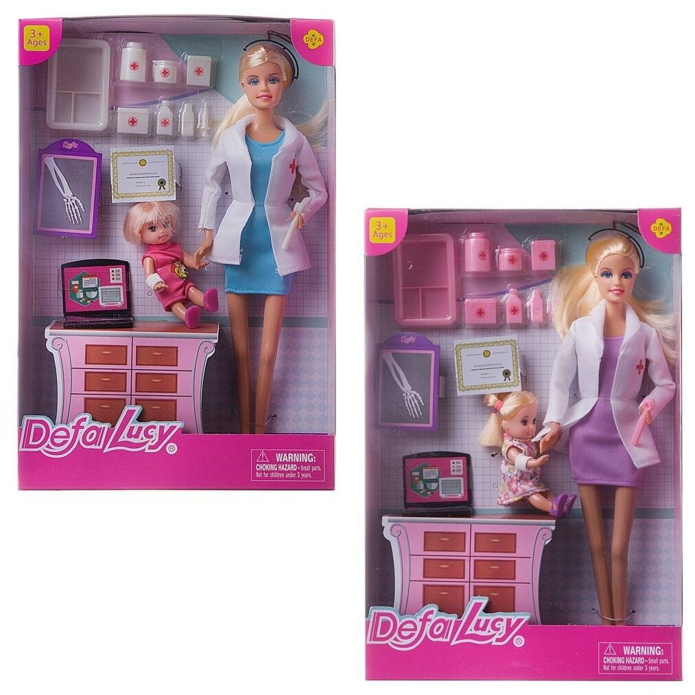 Кукла Defa Lucy Малышка на приеме у доктора, в наборе с игровыми предметами 2 вида 8348d