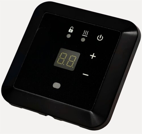 Изображение товара Терморегулятор ЭргоЛайт ТР-09 ВП с датчиком температуры воздуха и пола, встраиваемый, чёрный