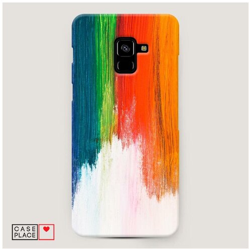 фото Чехол пластиковый samsung galaxy a8 plus 2018 радуга холст case place
