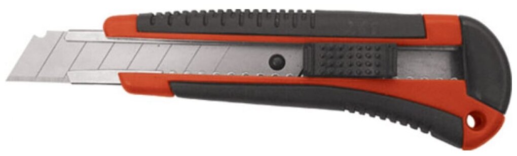 Тренд 10174 Нож технический 18 мм (пластиковый корпус с прорезиненными вставками, усиленный металлической направляющей) FIT - фото №1