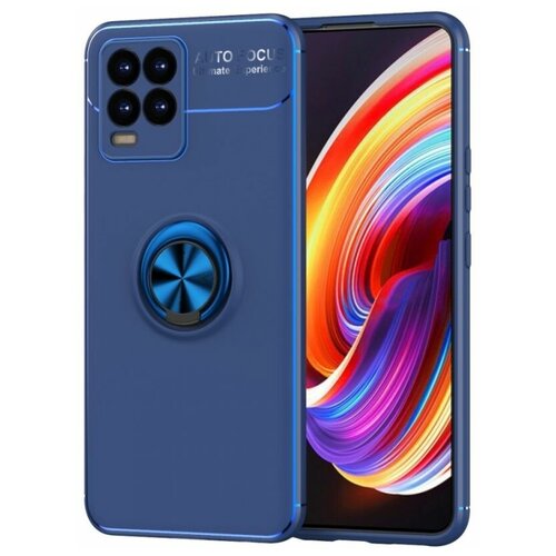 Brodef Revolve Силиконовый чехол с кольцом для Realme 8 Pro / Realme 8 Синий