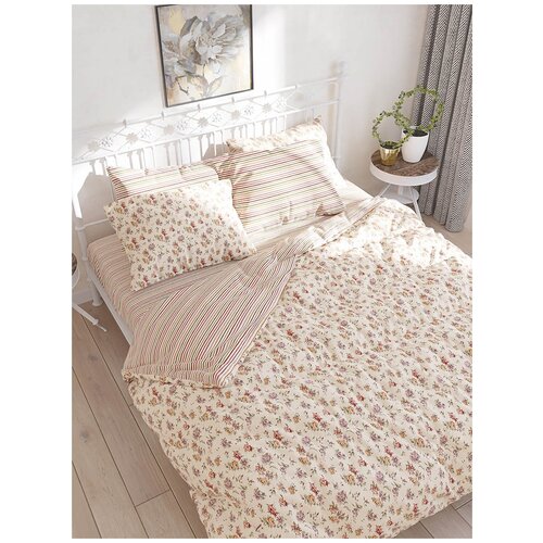 фото Постельное белье сказка "виктория" евро на молнии наволочка 50х70 см 2 шт простынь 240х215 см пододеяльник 200х215 см