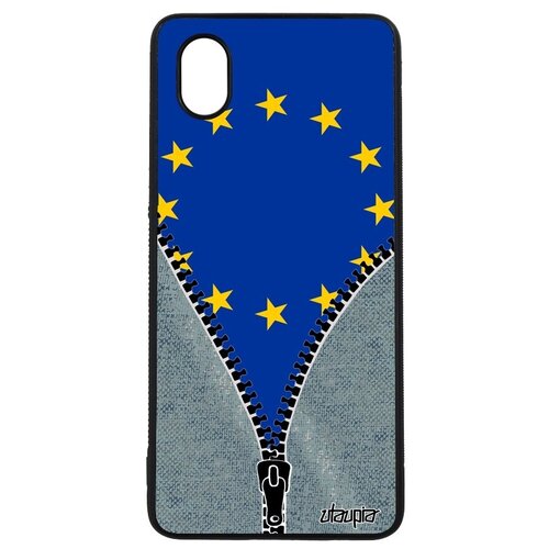 фото Противоударный чехол для // samsung galaxy a01 // "флаг европы на молнии" дизайн патриот, utaupia, серый