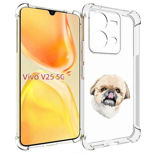 Чехол MyPads собачка-с-язычком для Vivo V25 5G / V25e задняя-панель-накладка-бампер