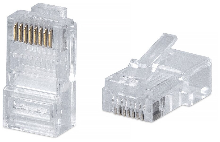 Cabeus Коннектор RJ-45 под витую пару, категория 5e, универсальный (для одножильного и многожильного кабеля) для проводников с толщиной по изоляции до 1,05 ммупаковка (100 шт.) 8P8C