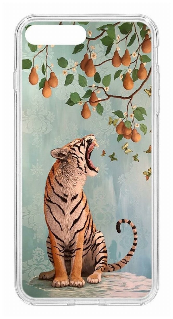Чехол для iPhone 7 Plus/8 Plus Kruche Print Тигр под деревом,противоударная пластиковая накладка с рисунком,защитный силиконовый кейс с защитой камеры
