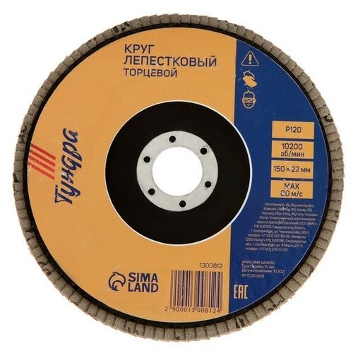 Круг лепестковый торцевой тундра 150 х 22 мм Р120 274₽