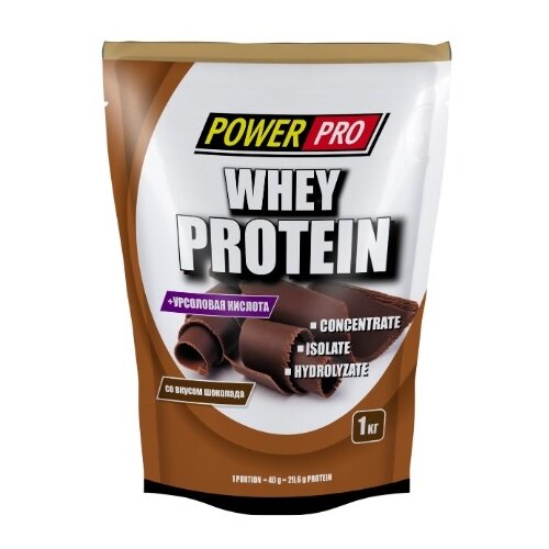 Протеин Power Pro Whey Protein, 1000 гр., шоколад протеин whey protein shake power pro 900 г вкус молочный шоколад