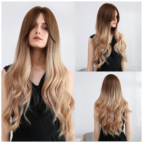 Парики с длинной волной , Женский Парик Wiger Омбре, Искусственный волосы